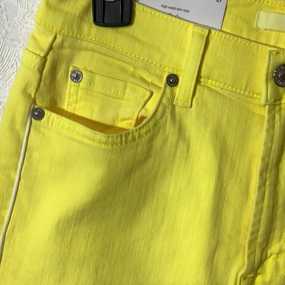 7 for all mankind NEW with Tag - Sz 27 - high rise slim kick boot lemon Jeans - Picture 7 of 8